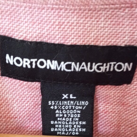 Norton McNaughton Blouse-Size XL-Linen Blend-Embroidered Hem-Salmon-Pocket - Picture 8 of 9
